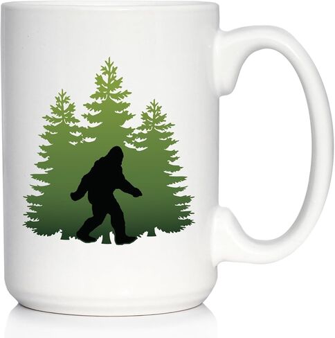 كوب قهوة Bigfoot - هدايا مضحكة Bigfoot لعشاق Sasquatch - كوب سيراميك أبيض كبير سعة 15 أونصة in Kuwait