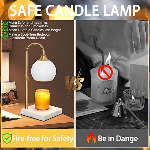 Pridcier Candle Warmer Lamp with Dimmer, Electric Candle Warmer for Jar Candles, Marble Base,Bedroom Home Decor, 2H/4H/8H Timer Adjustable Height with 2 Bulbs in Saudi Arabia