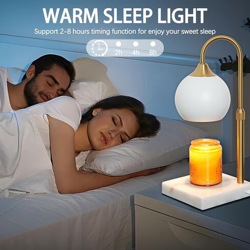 Pridcier Candle Warmer Lamp with Dimmer, Electric Candle Warmer for Jar Candles, Marble Base,Bedroom Home Decor, 2H/4H/8H Timer Adjustable Height with 2 Bulbs in Saudi Arabia