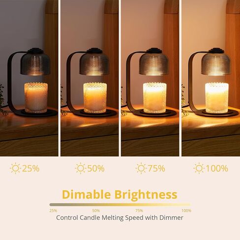 Meisoda Candle Warmer Lamp with 2 Bulbs,Modern-Glass Candle Lamp Warmer with Timer & Dimmer,Electric Candle Lamp Warmer Wax Melt Warmer for Jar Candles for Home Bedroom Decor, Black in Kuwait