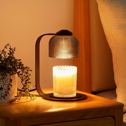 Meisoda Candle Warmer Lamp with 2 Bulbs,Modern-Glass Candle Lamp Warmer with Timer & Dimmer,Electric Candle Lamp Warmer Wax Melt Warmer for Jar Candles for Home Bedroom Decor, Black in Kuwait