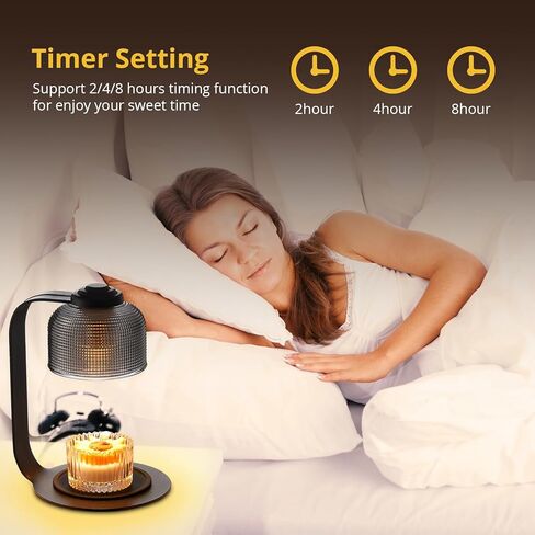 Meisoda Candle Warmer Lamp with 2 Bulbs,Modern-Glass Candle Lamp Warmer with Timer & Dimmer,Electric Candle Lamp Warmer Wax Melt Warmer for Jar Candles for Home Bedroom Decor, Black in Kuwait