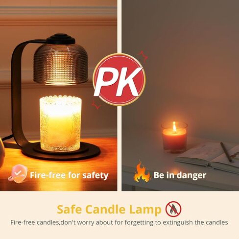 Meisoda Candle Warmer Lamp with 2 Bulbs,Modern-Glass Candle Lamp Warmer with Timer & Dimmer,Electric Candle Lamp Warmer Wax Melt Warmer for Jar Candles for Home Bedroom Decor, Black in Kuwait
