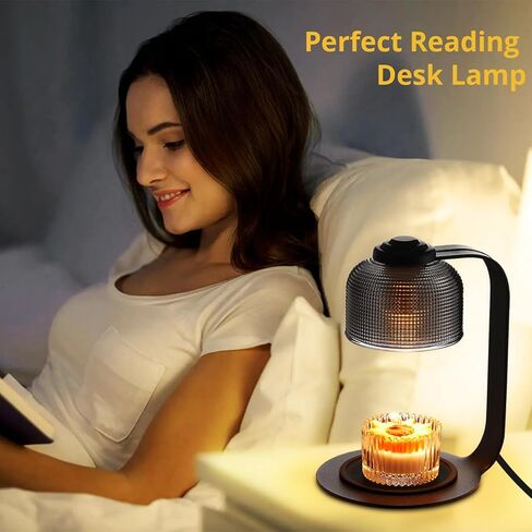Meisoda Candle Warmer Lamp with 2 Bulbs,Modern-Glass Candle Lamp Warmer with Timer & Dimmer,Electric Candle Lamp Warmer Wax Melt Warmer for Jar Candles for Home Bedroom Decor, Black in Kuwait