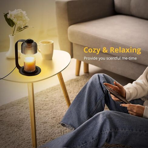 Meisoda Candle Warmer Lamp with 2 Bulbs,Modern-Glass Candle Lamp Warmer with Timer & Dimmer,Electric Candle Lamp Warmer Wax Melt Warmer for Jar Candles for Home Bedroom Decor, Black in Kuwait