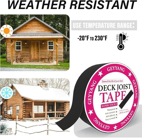 GEYYANG Deck Joist Tape 2 inch x 50 Feet,8 Rolls Butyl Joist Tape for Decking,Waterproof Seal Antiseptic Butyl Deck Tape, Self-Adhesive Deck Flashing Tape for Wood Decks Beams Roof in Saudi Arabia