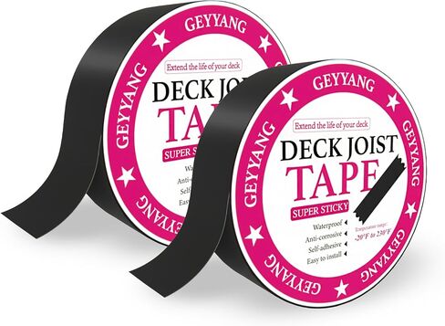 GEYYANG Joist Tape for Decking 1-5/8" x 50',2 Pack Waterproof Deck Joist Tape,Anti-Corrosion, Self-Adhesive Deck Tape, Seal Butyl Deck Flashing Tape for Deck Joists and Beams in Saudi Arabia