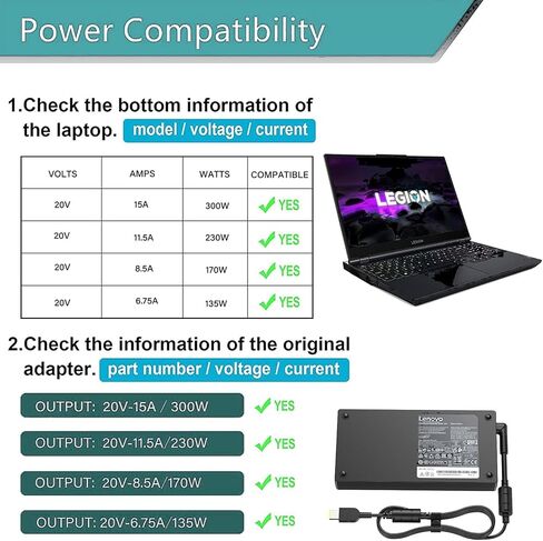 300W Legion Charger for Lenovo Legion R9000P R9000K Y9000K Y9000 20V 15A ADL300SLC3A ADL300SDC3A Laptop Adapter in Saudi Arabia