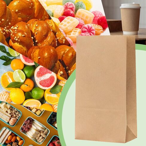 أكياس غداء ورقية بنية سعة 4 رطل 500 قطعة من أكياس الوجبات الخفيفة وأكياس ورق الكرافت وأكياس المكافآت للسندويتش والوجبات الخفيفة والإفطار والبقالة وحقيبة البيع بالتجزئة لحفلات المخابز مقاس 5 × 2.95 × 9.45 بوصة in Kuwait