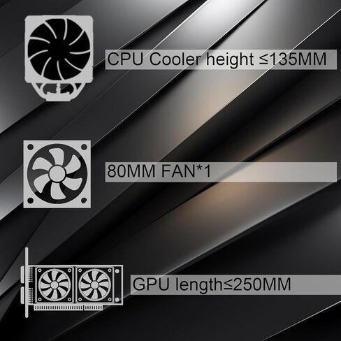 حافظة كمبيوتر Micro ATX مع مروحة حافظة كمبيوتر 1 × 80 مم، تدعم MATX، Mini-ITX، حافظة Micro ATX نحيفة بمقبض/ USB3.0x1، USB2.0X1، منفذ I/O، أسود in Kuwait