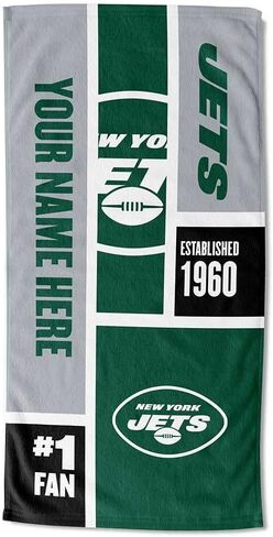 منشفة الشاطئ المخصصة من Northwest NFL New York Jets، مقاس 76.2 سم × 152.4 سم، كتلة ألوان in Saudi Arabia