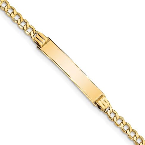 سوار Jewels By Lux قابل للنقش حسب الطلب من الذهب الأصفر عيار 10 قيراط ومزود برابط تعريف للرجال والنساء بطول 8 بوصات وعرض 5.22 ملم مع مشبك مخلب جراد البحر in Saudi Arabia
