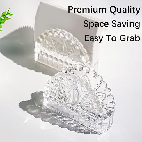 5.1 ''حامل مناديل الزجاج محفورة تصميم واضح موزع مناديل المائدة الديكور لمتجر القهوة مطعم بار غرفة المعيشة المطبخ in Kuwait