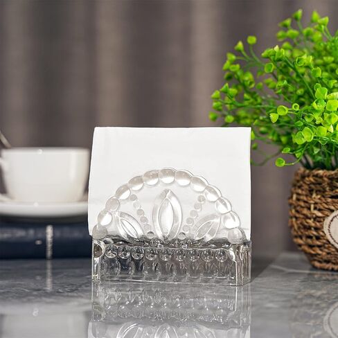5.1 ''حامل مناديل الزجاج محفورة تصميم واضح موزع مناديل المائدة الديكور لمتجر القهوة مطعم بار غرفة المعيشة المطبخ in Kuwait