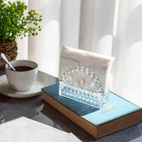 5.1 ''حامل مناديل الزجاج محفورة تصميم واضح موزع مناديل المائدة الديكور لمتجر القهوة مطعم بار غرفة المعيشة المطبخ in Kuwait