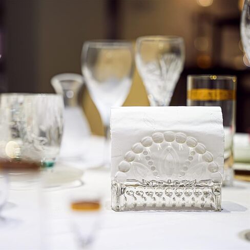 5.1 ''حامل مناديل الزجاج محفورة تصميم واضح موزع مناديل المائدة الديكور لمتجر القهوة مطعم بار غرفة المعيشة المطبخ in Kuwait