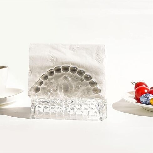 5.1 ''حامل مناديل الزجاج محفورة تصميم واضح موزع مناديل المائدة الديكور لمتجر القهوة مطعم بار غرفة المعيشة المطبخ in Kuwait