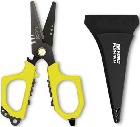 Beyond Fishing 6.5" Pro Fishing Shears Dual Serrated Blades, Fishing Braided Line Scissors With Titanium Coating, Non-Slip Grip & Multifunction Tool, Includes Hard Molded Locking Sheath in Saudi Arabia