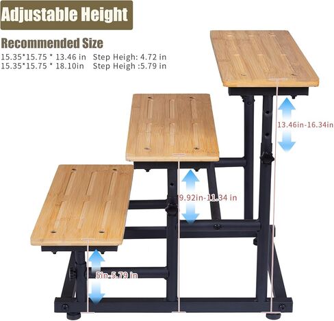 Bamboo Pet Dog Stairs Adjustable 3-Tier in Kuwait