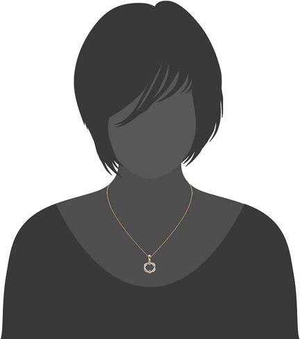 قلادة DISENO من الذهب الأصفر عيار 10 قيراط، مرصعة بالألماس 0.08 قيراط على شكل قلب مزدوج مع سلسلة فضية مقاس 18 بوصة رائعة كهدية عيد ميلاد للنساء in Kuwait