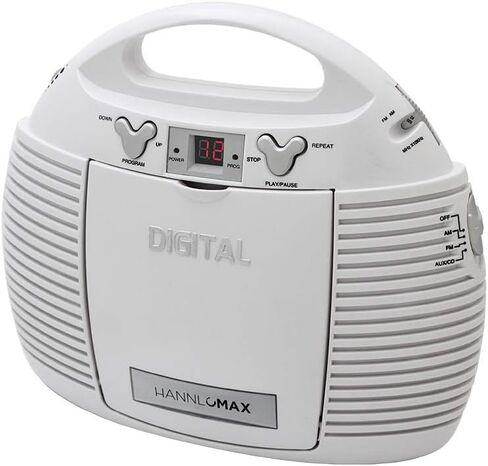 HANNLOMAX HX-327CD Portable CD Player with AM/FM Radio, Aux-in, AC/DC Dual Power Source. (White) in Saudi Arabia