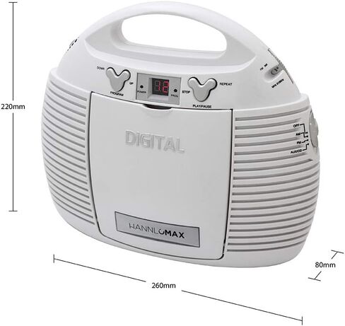 HANNLOMAX HX-327CD Portable CD Player with AM/FM Radio, Aux-in, AC/DC Dual Power Source. (White) in Saudi Arabia