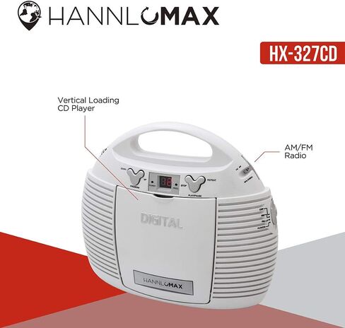 HANNLOMAX HX-327CD Portable CD Player with AM/FM Radio, Aux-in, AC/DC Dual Power Source. (White) in Saudi Arabia
