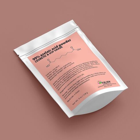 مسحوق حمض الأزيلايك (2 أونصة / 56 جرام) 99.9% مسحوق حمض الأزيلايك الناعم لصنع كريم حمض الأزيلايك والجل ومصل حمض الأزيلايك من مواد تالسن الكيميائية in Kuwait