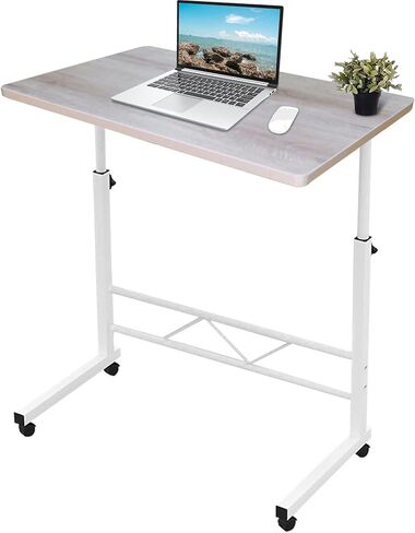 longdafei Laptop Table Desk Adjustable Height Sofa Bed Side Rolling Desk, Mobile Laptop Cart Portable Tray Table for Home Office, Desktop 23.62 x 15.74 inch Computer Workstation Table with Wheels in Saudi Arabia