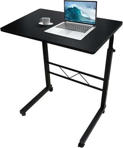 longdafei Laptop Table Desk Adjustable Height Sofa Bed Side Rolling Desk, Mobile Laptop Cart Portable Tray Table for Home Office, Desktop 23.62 x 15.74 inch Computer Workstation Table with Wheels in Saudi Arabia