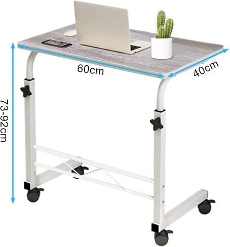 longdafei مكتب طاولة كمبيوتر محمول قابل للتعديل ارتفاع أريكة سرير مكتب المتداول الجانبي، عربة الكمبيوتر المحمول المحمولة طاولة صينية محمولة للمكتب المنزلي، سطح المكتب 23.62 × 15.74 بوصة طاولة محطة عمل الكمبيوتر مع عجلات in Kuwait