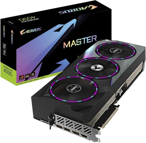 بطاقة رسومات GIGABYTE GV-N4090AORUS M-24GD AORUS GeForce RTX 4090 Master 24G، 3X مراوح WINDFORCE، 24 جيجابايت 384 بت GDDR6X، بطاقة فيديو in Kuwait