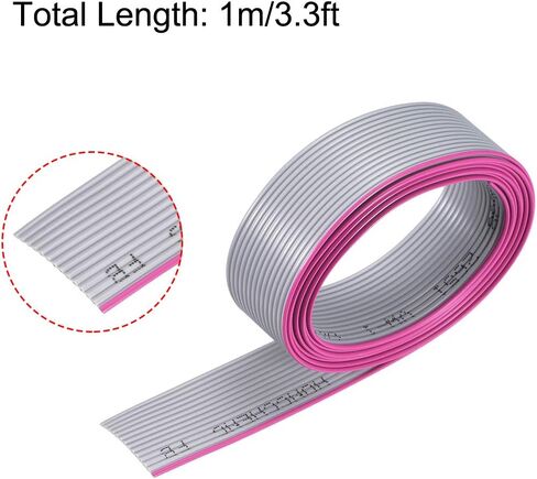uxcell IDC Wire Flat Ribbon Cable 1m/3.3ft Length 1.27mm Pitch 14 Pins Gray for JTAG/ISP Connecting in Saudi Arabia
