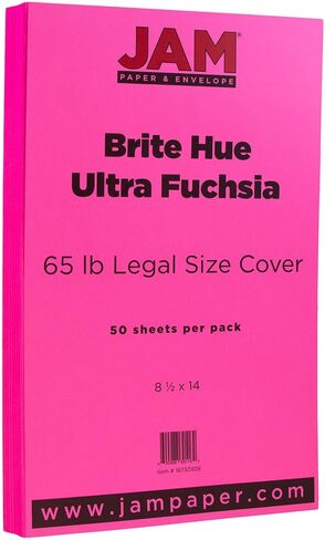 JAM PAPER Legal 65lb Cardstock - 8.5 x 14 Coverstock - 176 gsm - Ultra Fuchsia Pink - 50 Sheets/Pack in Saudi Arabia