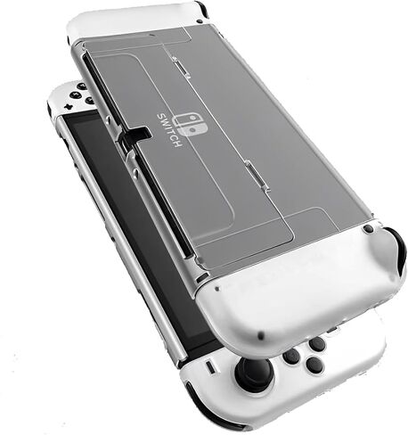 حافظة شفافة قابلة للإرساء من تريكاري لجهاز نينتندو سويتش OLED 2021، غطاء لجهاز نينتندو سويتش OLED فليك كريستال شل حامي شفاف بدون إصدار مسند in Kuwait