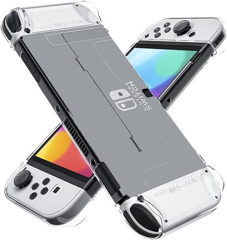 حافظة شفافة قابلة للإرساء من تريكاري لجهاز نينتندو سويتش OLED 2021، غطاء لجهاز نينتندو سويتش OLED فليك كريستال شل حامي شفاف بدون إصدار مسند in Kuwait