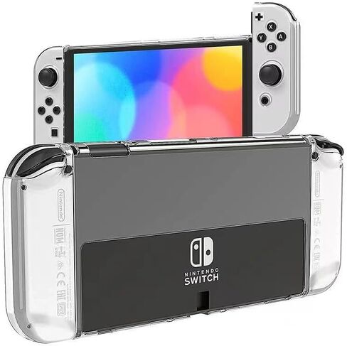 حافظة شفافة قابلة للإرساء من تريكاري لجهاز نينتندو سويتش OLED 2021، غطاء لجهاز نينتندو سويتش OLED فليك كريستال شل حامي شفاف بدون إصدار مسند in Kuwait