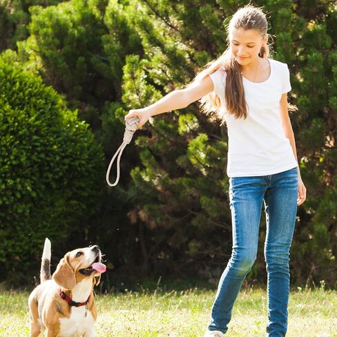 Dog Rope Tug of War Toys for Large, Medium and Small Dogs. 2 Pack Natural Cotton Toys for Teething.Flosses Teeth, Premium Beige Knot, Gum Stimulation for Teething Puppies. in Saudi Arabia