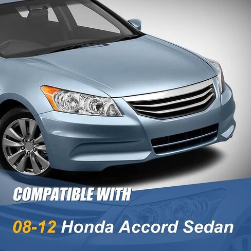 Auto Dynasty [مجموعة المصابيح الأمامية على طراز مصنع الهالوجين المتوافقة مع Honda Accord Sedan 4-Door 08-12، جانب السائق والراكب، زاوية كهرماني مبيت من الكروم in Kuwait