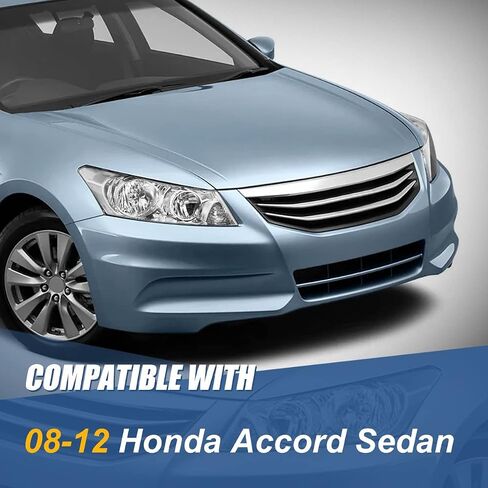 Auto Dynasty [مجموعة المصابيح الأمامية على طراز مصنع الهالوجين المتوافقة مع Honda Accord Sedan 4-Door 08-12، جانب السائق والراكب، زاوية كهرماني مبيت من الكروم in Kuwait
