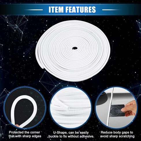 Car Door Edge Guard, 32.8ft U Shape Rubber Edge Trim Seal Strip Protector Universal for Car Truck ATV Boat Multifunctional No Glue PVC Iron Black in Saudi Arabia