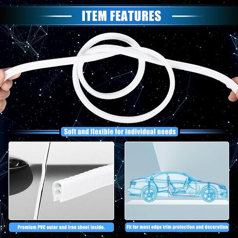 Car Door Edge Guard, 32.8ft U Shape Rubber Edge Trim Seal Strip Protector Universal for Car Truck ATV Boat Multifunctional No Glue PVC Iron Black in Saudi Arabia