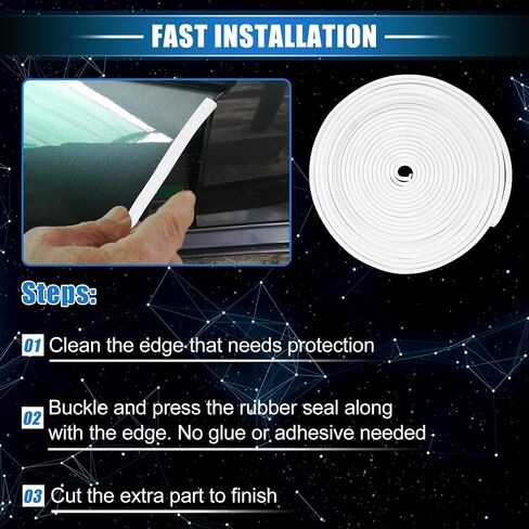 Car Door Edge Guard, 32.8ft U Shape Rubber Edge Trim Seal Strip Protector Universal for Car Truck ATV Boat Multifunctional No Glue PVC Iron Black in Saudi Arabia