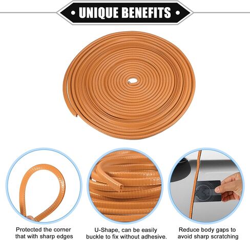 Car Door Edge Guard, 32.8ft U Shape Rubber Edge Trim Seal Strip Protector Universal for Car Truck ATV Boat Multifunctional No Glue PVC Iron Black in Saudi Arabia