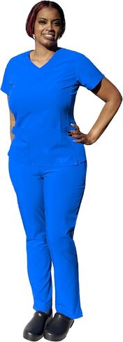 YOGAFLEX - TALL & PETITE. Soft & Stretchy Scrub Set for Women. 2-Pocket Top and 5 Pocket Pants. Modern Fit. in Saudi Arabia