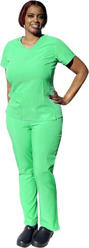 YOGAFLEX - TALL & PETITE. Soft & Stretchy Scrub Set for Women. 2-Pocket Top and 5 Pocket Pants. Modern Fit. in Saudi Arabia