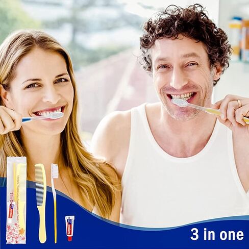 Disposable Toothbrushes with Toothpaste and Comb for Homeless Individually Wrapped-Suitable for Hotel,Air Bnb,Shelter/Homeless/Nursing Home/Charity (200) in Kuwait