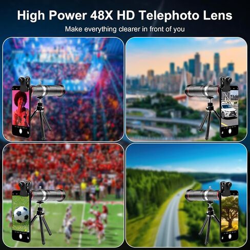 High Power 48X HD Phone Telephoto Lens，Phone Camera Accessories for iPhone，Samsung and Most Smartphone,shiftcam Lens for Bird Watching, Hunting, Hiking, Camping in Saudi Arabia