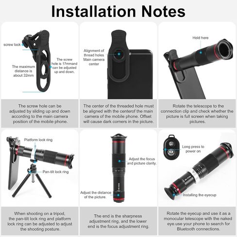 High Power 48X HD Phone Telephoto Lens，Phone Camera Accessories for iPhone，Samsung and Most Smartphone,shiftcam Lens for Bird Watching, Hunting, Hiking, Camping in Saudi Arabia