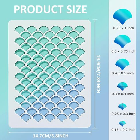 5 Pieces Fish Scale Stencil Set for Painting Makeup, Mermaid Scale Stencil, Reusable Fish Scale Template for Art Painting Tattoos Painting, Painting on Wall Face Body, Cake Cookie Paint in Kuwait